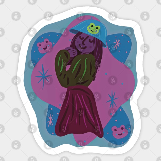 Frog Girl #1b Sticker by SugarSaltSpice